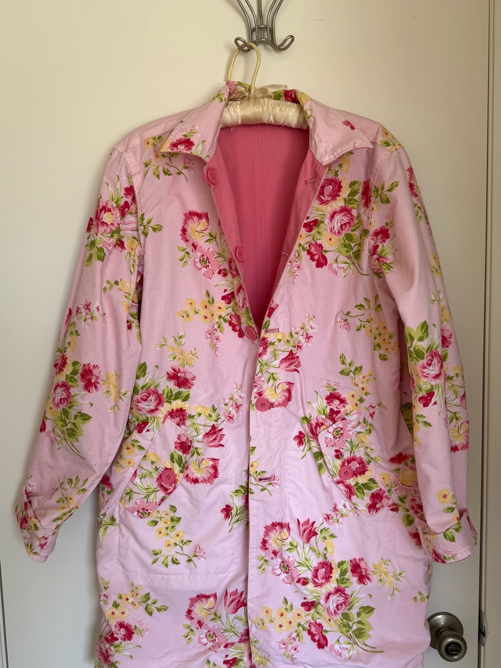 Pink Floral Reversible Rain Coat